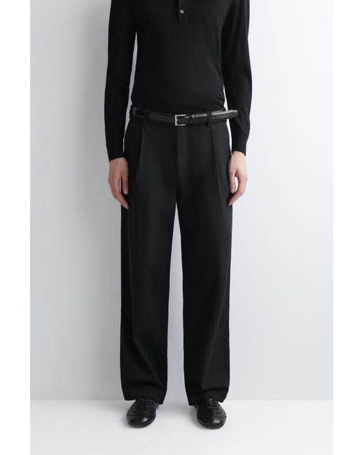 COS Black Pleated Wide-leg Denim Pants for men