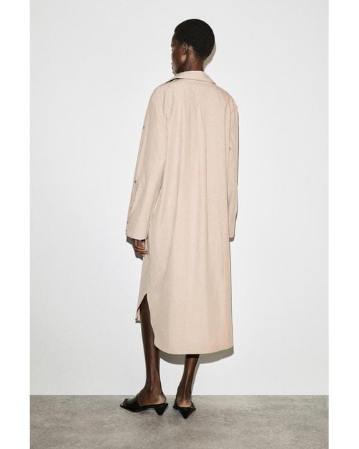 COS Natural Curved-Sleeve Cotton Midi Shirt Dress
