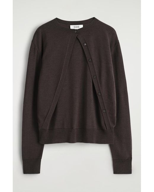 COS Black Layered Merino Wool Cardigan