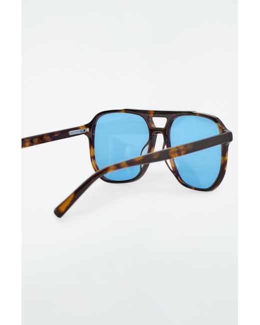 COS Blue Oversized Square-Frame Aviator Sunglasses