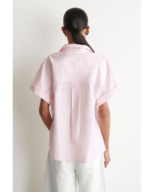COS Pink Striped Short-Sleeved Cotton Shirt