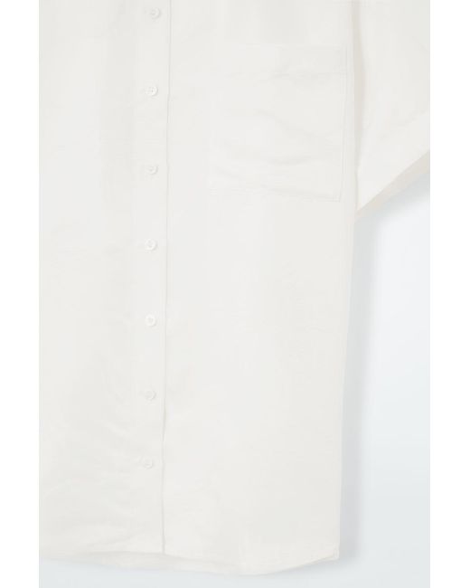 COS White Floral-Jacquard Short-Sleeved Shirt