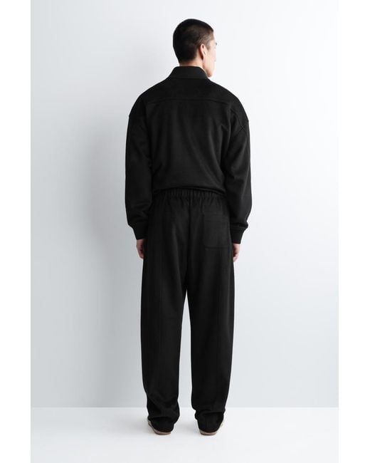 COS Black Wool-Blend Barrel-Leg Pants for men