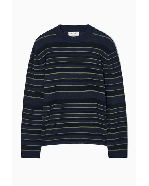 COS Blue Striped Knitted Long-sleeved T-shirt for men