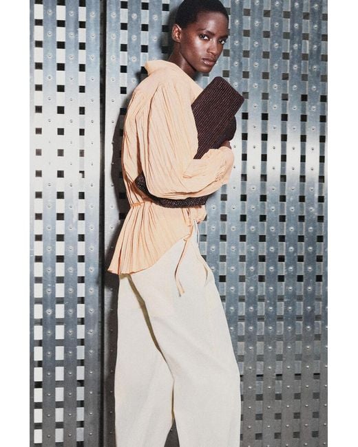 COS White Barrel-Leg Pima Cotton Pants