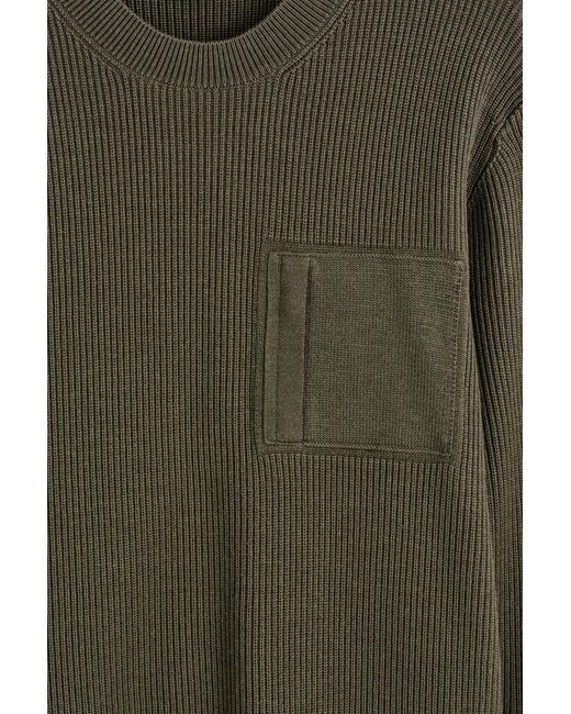 COS Green Pocket-Detail Wool Crew-Neck Sweater for men