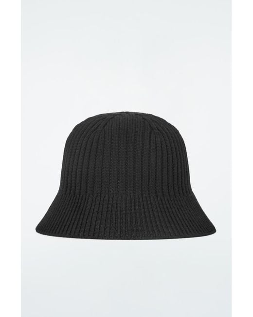 COS Black Ribbed-knit Bucket Hat