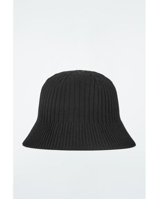 COS Black Ribbed-knit Bucket Hat