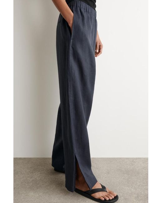 COS Blue Elasticated Linen Barrel-Leg Pants