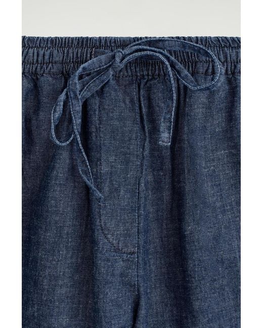 COS Blue Drawstring Denim Shorts