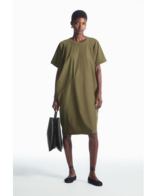 COS Green Batwing-sleeve T-shirt Dress