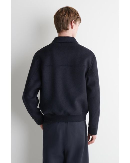 COS Blue Double-Faced Wool-Blend Bomber Jacket for men