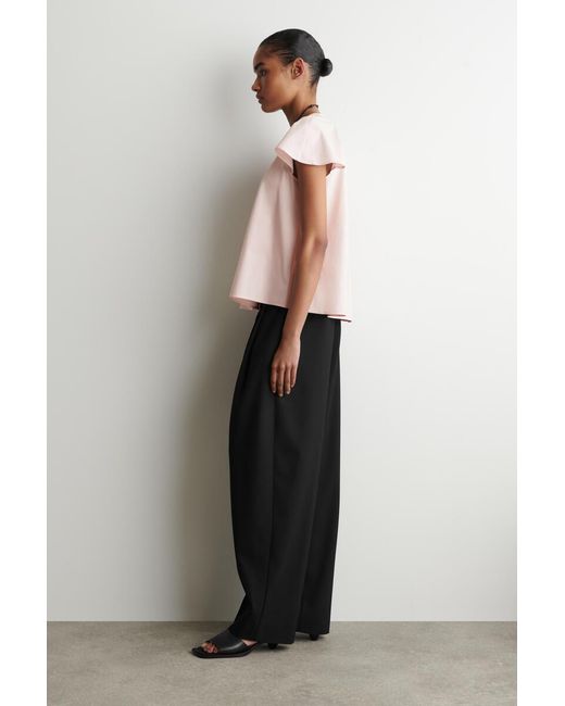 COS Pink Fluted-Sleeve Cotton Blouse