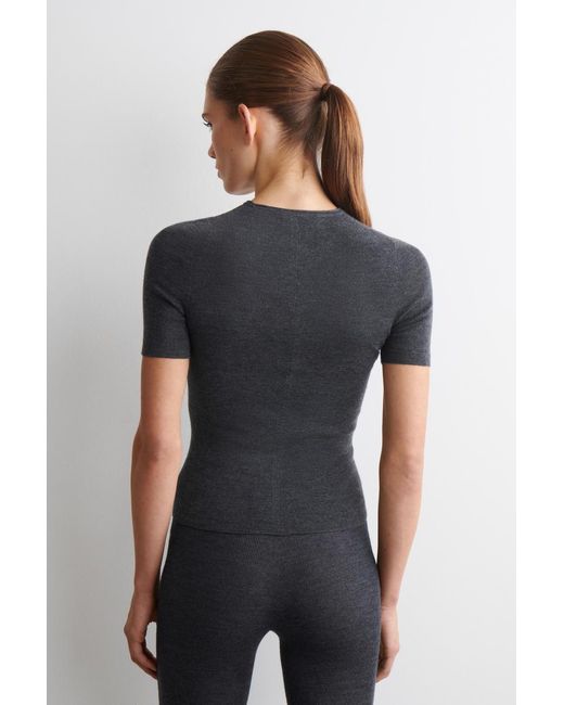 COS Black Seamless Merino Wool T-Shirt
