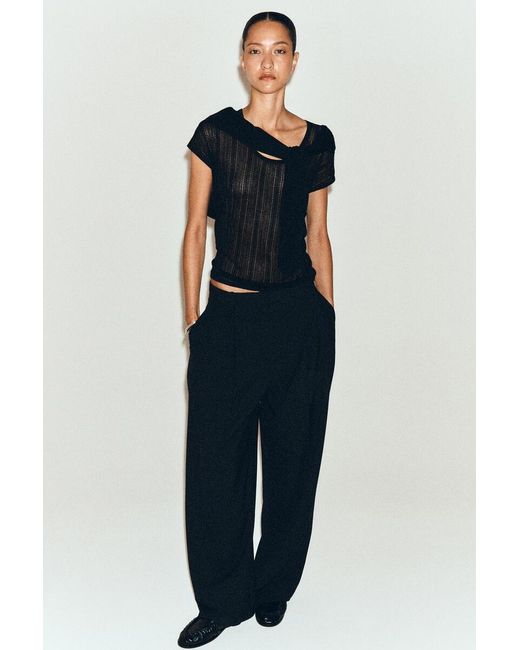 COS Black Diamond-Knit Lace T-Shirt
