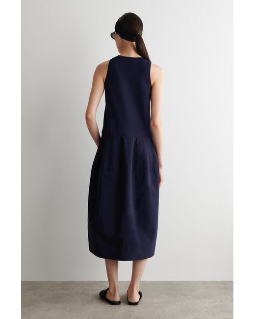 COS Blue Panelled Sleeveless Midi Dress