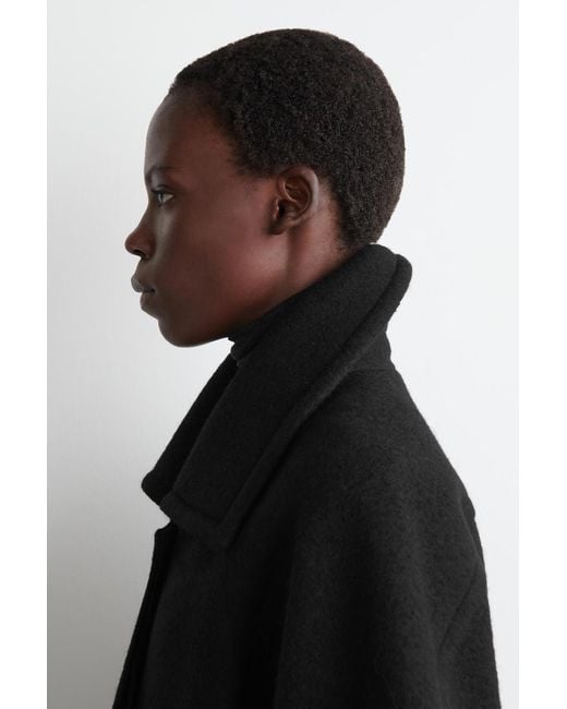 COS Black Oversized Boiled-Wool Short Jacket