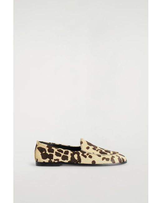 COS White Animal-Print Pony-Hair Effect Leather Loafers