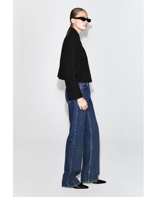 COS Black Cropped Structured Jacquard Blazer