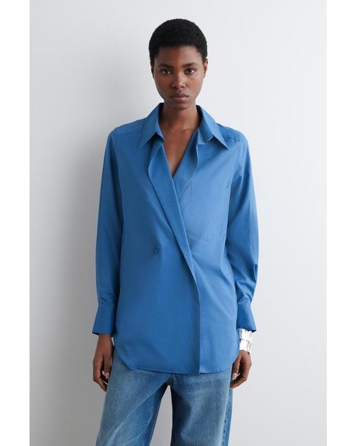 COS Blue Double-breasted Shirt