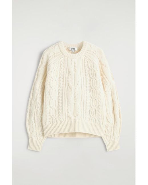 COS Natural Cable-Knit Wool-Cashmere Sweater