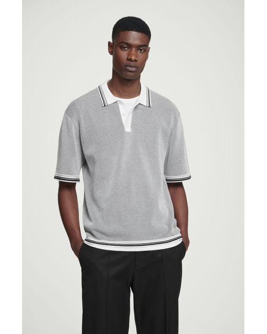 COS Gray Waffle-knit Polo Shirt for men