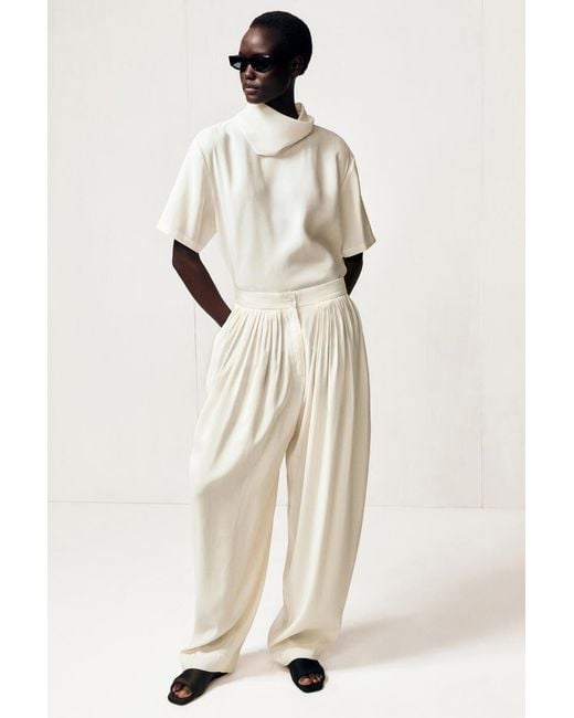 COS Natural Draped Scarf-Detail Top