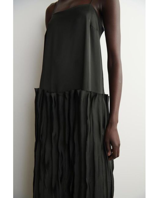COS Black Appliquéd Panelled Midi Dress