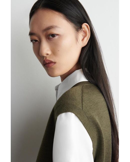 COS Green Layered Merino Wool Sweater Tank