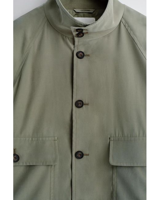 COS Green Funnel-Neck Twill Blouson Jacket for men