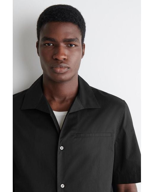 COS Black Pima Cotton Resort Shirt for men