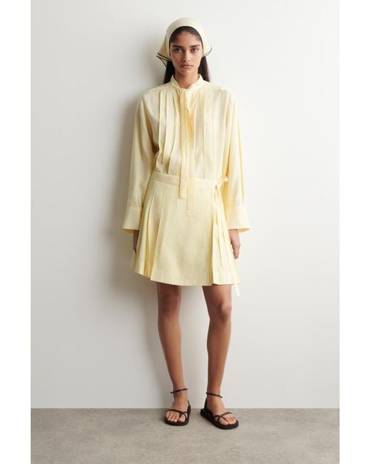 COS Metallic Pleated Bow-Detail Blouse
