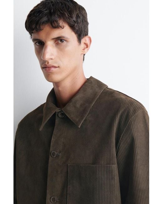 COS Brown Corded Suede Overshirt for men