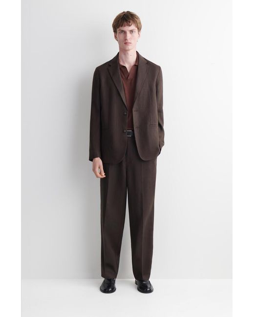 COS Brown Single-Breasted Linen Blazer for men