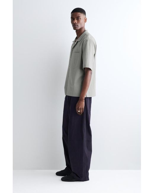 COS Gray Camp-Collar Cotton Shirt for men