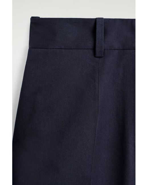 COS Blue Cotton-Twill Wide-Leg Turn-Up Pants