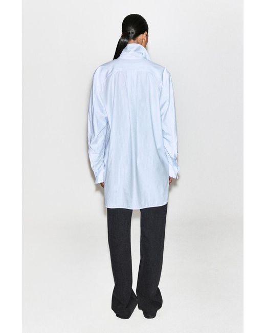 COS Blue Cutaway-Collar Striped Cotton-Blend Shirt