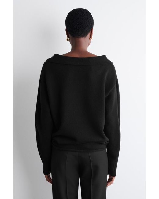 COS Black Merino Wool Polo Sweater
