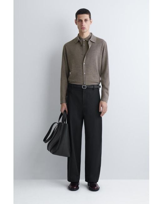 COS Brown Knitted Merino Wool Shirt for men