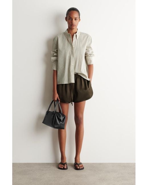 COS Natural Fringed Checked Linen-Cotton Shirt