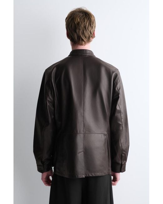 COS Black Burnished Nappa Leather Jacket for men