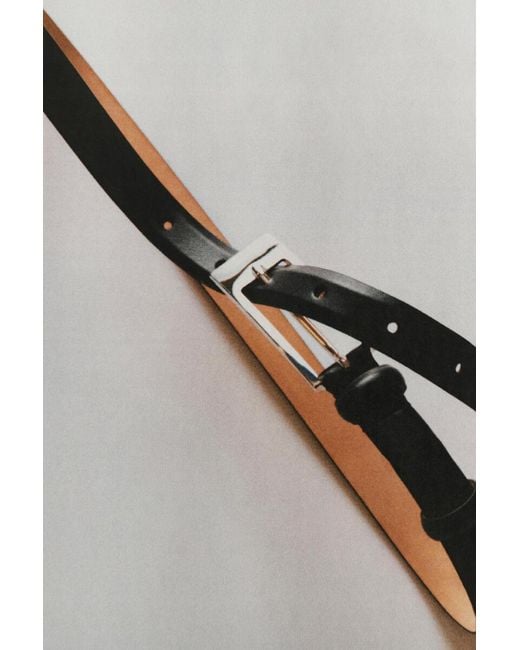 COS Black Elongated-Buckle Leather Belt