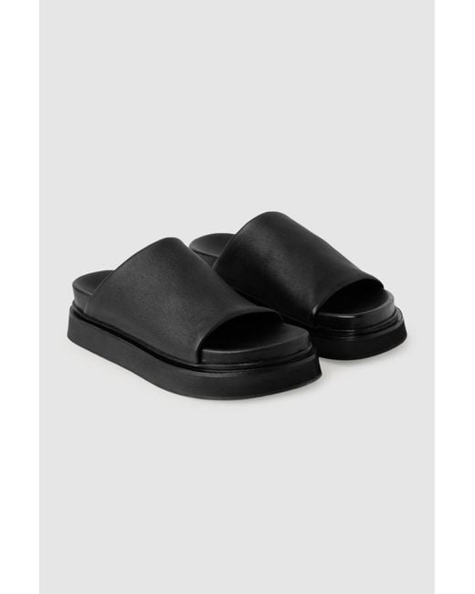 leather platform sliders