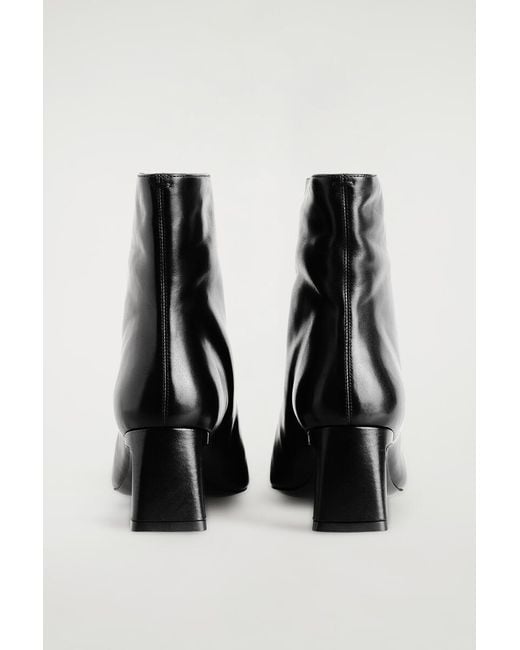 COS White Angular Leather Heeled Ankle Boots