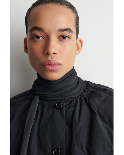 COS Blue Gathered Quilted Down Jacket