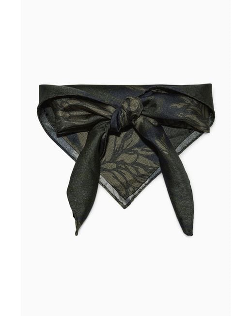 COS Black Floral-print Silk Neck Scarf for men