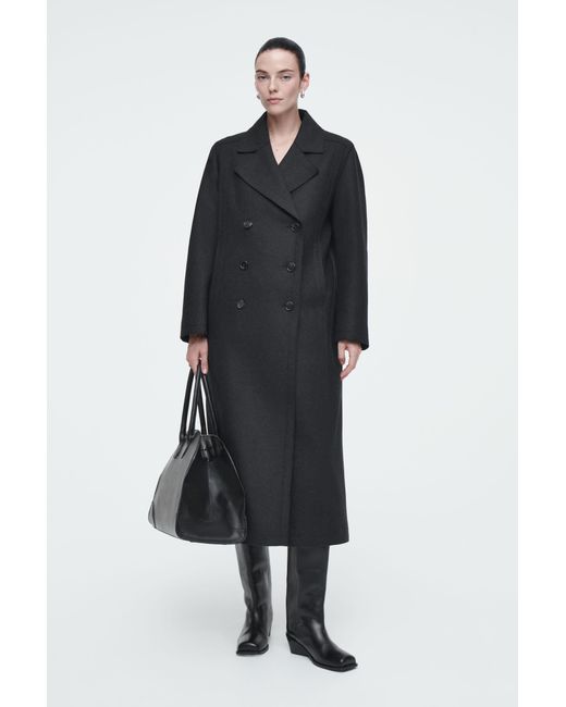 COS Longline Wool Pea Coat in Black Lyst UK