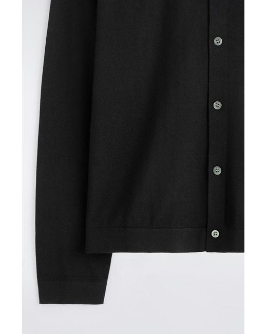 COS Black Knitted Merino Wool Shirt for men
