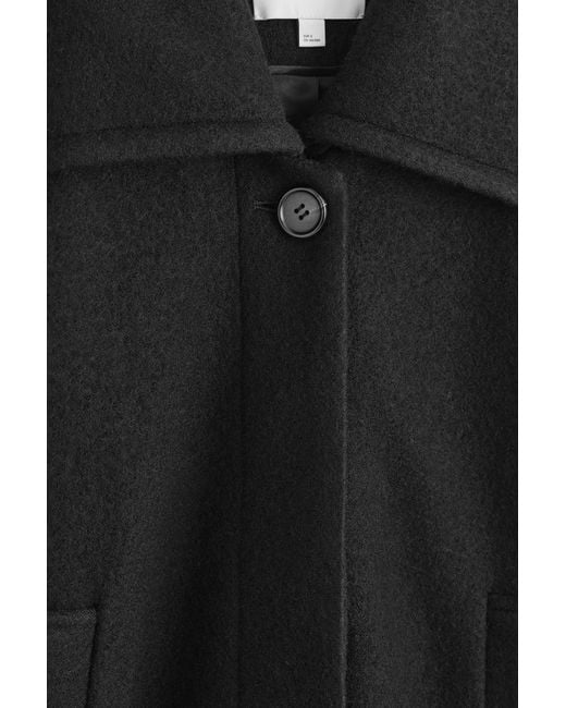 COS Black Oversized Boiled-Wool Short Jacket