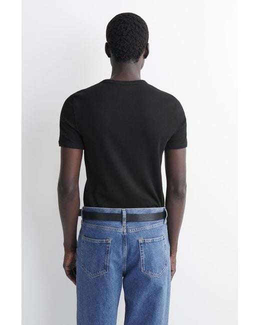 COS Black Slim Ribbed Cotton T-shirt for men